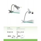EGLO 81265 | Fabio Eglo svjetiljke sa štipaljkama svjetiljka sa prekidačem na kablu fleksibilna 1x E14 srebrno