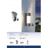 EGLO 94779 | Bosaro Eglo zidna svjetiljka 2x LED 360lm 3000K IP44 plemeniti čelik, čelik sivo