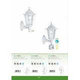EGLO 22464 | Laterna8 Eglo zidna svjetiljka sa senzorom 1x E27 IP44 bijelo, prozirna