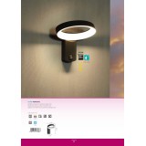 EGLO 97308 | Pernate Eglo zidna svjetiljka sa senzorom, svjetlosni senzor - sumračni prekidač 1x LED 1250lm 3000K IP44 antracit, bijelo