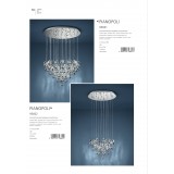 EGLO 93661 | Pianopoli Eglo visilice svjetiljka jačina svjetlosti se može podešavati 43x LED 11610lm 3000K krom, prozirna