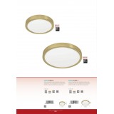EGLO 900181 | Fueva-5 Eglo zidna, stropne svjetiljke LED panel okrugli 1x LED 2000lm 3000K brušeno zlato, opal