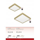 EGLO 900184 | Fueva-5 Eglo zidna, stropne svjetiljke LED panel četvrtast 1x LED 2400lm 3000K brušeno zlato, opal