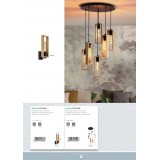 EGLO 49475 | Littleton Eglo visilice svjetiljka 4x E27 crno, smeđe, drvo