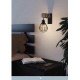 EGLO 43135 | Townshend-5 Eglo zidna svjetiljka 1x E27 crno, bezbojno, smeđe