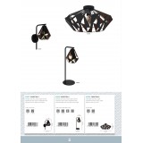 EGLO 43058 | Carlton-1 Eglo stolna svjetiljka 50,5cm sa prekidačem na kablu 1x E27 crno, crveni bakar