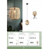 EGLO 43218 | Bordesley Eglo stolna svjetiljka 40cm sa prekidačem na kablu 1x E27 crno, drvo, bezbojno