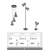 EGLO 49718 | Barnstaple Eglo stolna svjetiljka 40cm sa prekidačem na kablu elementi koji se mogu okretati 1x E27 braon antik, crno, antički cink