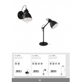 EGLO 49468 | Priddy Eglo zidna svjetiljka elementi koji se mogu okretati 1x E27 crno, bijelo