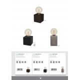 EGLO 43734 | Prestwick Eglo stolna svjetiljka kocka 9,5cm sa prekidačem na kablu 1x E27 crno