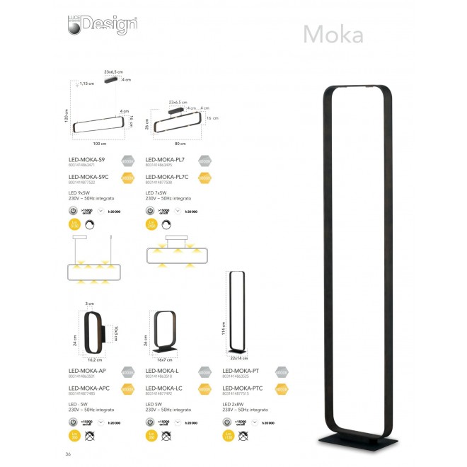 FANEUROPE LED-MOKA-S9C | Moka-Caffe Faneurope visilice svjetiljka Luce Ambiente Design jačina svjetlosti se može podešavati 9x LED 3150lm 3000K mokka