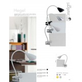 FANEUROPE LEDT-HEGEL-SILVER | Hegel Faneurope svjetiljke sa štipaljkama svjetiljka Luce Ambiente Design s prekidačem fleksibilna 1x LED 260lm 4000K srebrno, bijelo, opal