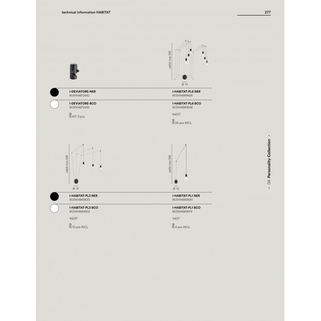 FANEUROPE I-DEVIATORE-BCO | Faneurope vješanje rezervni dijelovi Luce Ambiente Design trodijelni set bijelo