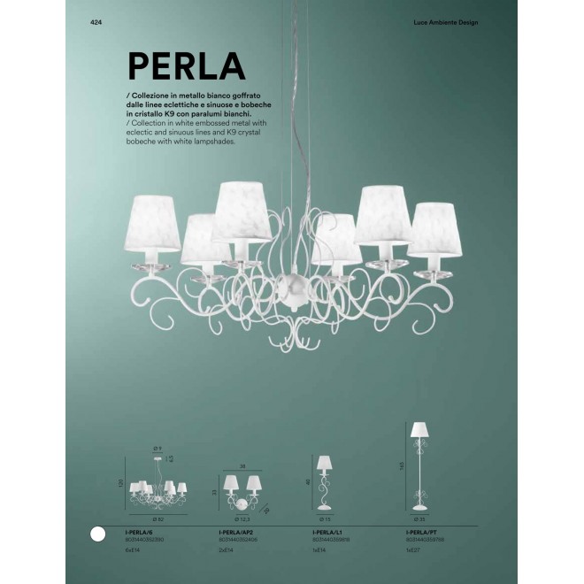 FANEUROPE I-PERLA/PT | Perla-FE Faneurope podna svjetiljka Luce Ambiente Design 165cm s prekidačem 1x E27 bijelo