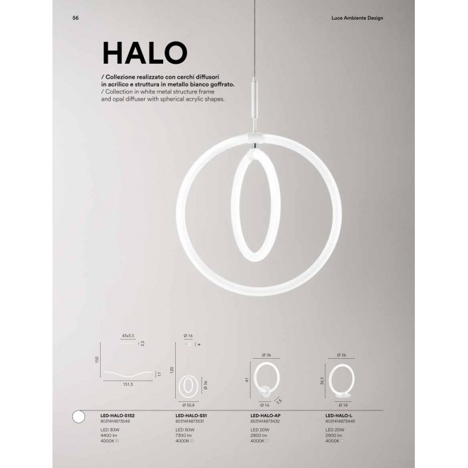 FANEUROPE LED-HALO-L | Halo-FE Faneurope stolna svjetiljka Luce Ambiente Design 36,5cm s prekidačem 1x LED 1720lm 4000K bijelo, opal