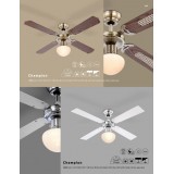 GLOBO 0309 | Champion Globo stropne svjetiljke ventilatorska lampa s poteznim prekidačem 1x E27 antik bakar, boja hrasta, trska