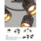 GLOBO 54121-1 | Troyg Globo spot svjetiljka s prekidačem elementi koji se mogu okretati 1x E14 crno mat, zlatno