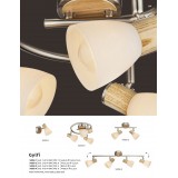 GLOBO 54352-1 | Gylfi Globo spot svjetiljka elementi koji se mogu okretati 1x E14 poniklano mat, drvo, opal