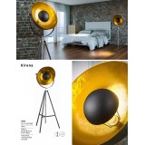 GLOBO 58286 | Xirena Globo podna svjetiljka 169cm s prekidačem elementi koji se mogu okretati, s podešavanjem visine 1x E27 krom, metal crna, zlatno