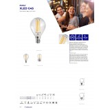 KANLUX 29625 | E27 4,5W -> 40W Kanlux mala kugla G45 LED izvori svjetlosti filament 470lm 2700K 320° CRI>80