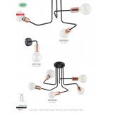 LEMIR O2745 W5 CZA | Pixi Lemir stropne svjetiljke svjetiljka 5x E27 crno mat, brušeni-grebani smeđi bakar