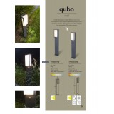 LUTEC 7193004118 | Qubo Lutec podna svjetiljka četvorougaoni 75cm sa senzorom, svjetlosni senzor - sumračni prekidač 1x LED 1100lm 3000K IP54 tamno siva, opal