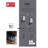 LUTEC 5288802012 | Flair Lutec zidna svjetiljka četvorougaoni sa senzorom 1x E27 IP44 crno mat, prozirno