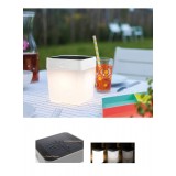 LUTEC 6908001331 | Table-Cube Lutec nosiva, stolna svjetiljka sa tiristorski dodirnim prekidačem solarna baterija, jačina svjetlosti se može podešavati 1x LED 100lm 3000K IP44 bijelo, opal
