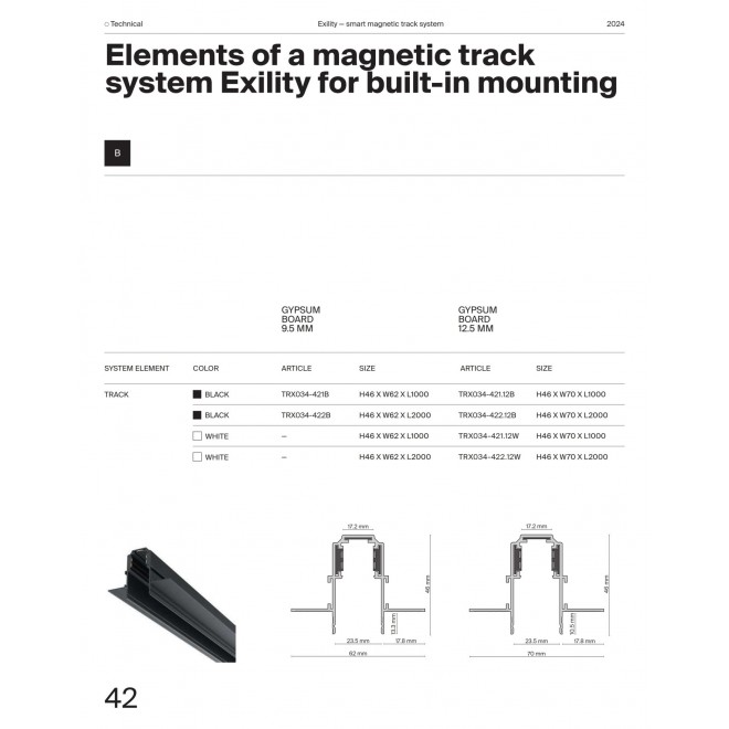 MAYTONI TRX034-422.12W | Exility-Magnetic-Track Maytoni element sustava - tračnica vodilica - udubljen rezervni dijelovi - 2m bijelo