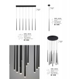 NOVA LUCE 9601007 | Giono Nova Luce visilice svjetiljka s mogućnošću skraćivanja kabla 7x LED 1260lm 3000K crno