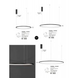 NOVA LUCE 9345605 | Tarquin Nova Luce visilice svjetiljka - TRIAC okrugli jačina svjetlosti se može podešavati, s mogućnošću skraćivanja kabla 1x LED 2592lm 3000K crno mat, opal