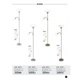 RABALUX 5739 | Diana Rabalux podna svjetiljka 177,5cm sa prekidačem na kablu fleksibilna 1x E27 + 1x E14 krom saten, bukva, opal