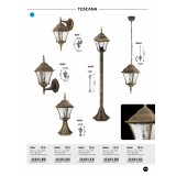 RABALUX 8392 | Toscana Rabalux zidna svjetiljka 1x E27 IP43 antik zlato, prozirna