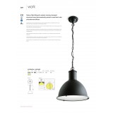 REDO 9527 | Work Redo visilice svjetiljka 1x E27 IP44 crno mat, saten