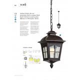 REDO 9649 | York-RD Redo visilice svjetiljka 1x E27 IP44 antik crno, prozirno