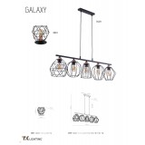 TK LIGHTING 1649 | Galaxy-TK Tk Lighting visilice svjetiljka s mogućnošću skraćivanja kabla 5x E27 crno