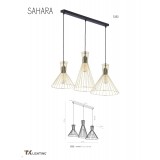 TK LIGHTING 3352 | Sahara-TK Tk Lighting visilice svjetiljka s mogućnošću skraćivanja kabla 3x E27 zlatno, crno