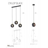 TK LIGHTING 2751 | Cyklop Tk Lighting visilice svjetiljka s mogućnošću skraćivanja kabla 1x E27 crno, zlatno
