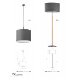 TK LIGHTING 5218 | Deva-TK Tk Lighting podna svjetiljka 150cm s prekidačem 1x E27 sivo, drvo