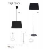 TK LIGHTING 2920 | Maja-TK Tk Lighting podna svjetiljka 148cm sa prekidačem na kablu 1x E27 crno