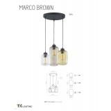 TK LIGHTING 3175 | Marco-TK Tk Lighting visilice svjetiljka s mogućnošću skraćivanja kabla 3x E27 crno, bronca, jantar