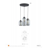 TK LIGHTING 3185 | Marco-TK Tk Lighting visilice svjetiljka s mogućnošću skraćivanja kabla 3x E27 dim, crno