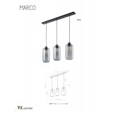 TK LIGHTING 2078 | Marco-TK Tk Lighting visilice svjetiljka s mogućnošću skraćivanja kabla 3x E27 dim, crno