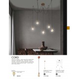 TRIO 310100162 | Cord Trio visilice svjetiljka 1x E27 antik crveni bakar, crno