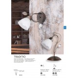 TRIO 200700128 | Traditio Trio zidna svjetiljka 1x E14 antik hrđa, alabaster, prozirno