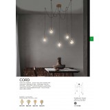 TRIO 310100562 | Cord Trio visilice svjetiljka 5x E27 antik crveni bakar