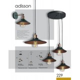 VIOKEF 4135400 | Adisson Viokef zidna svjetiljka 1x E27 crno, crveni bakar