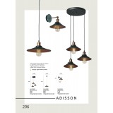 VIOKEF 4135300 | Adisson Viokef visilice svjetiljka 1x E27 crno, crveni bakar